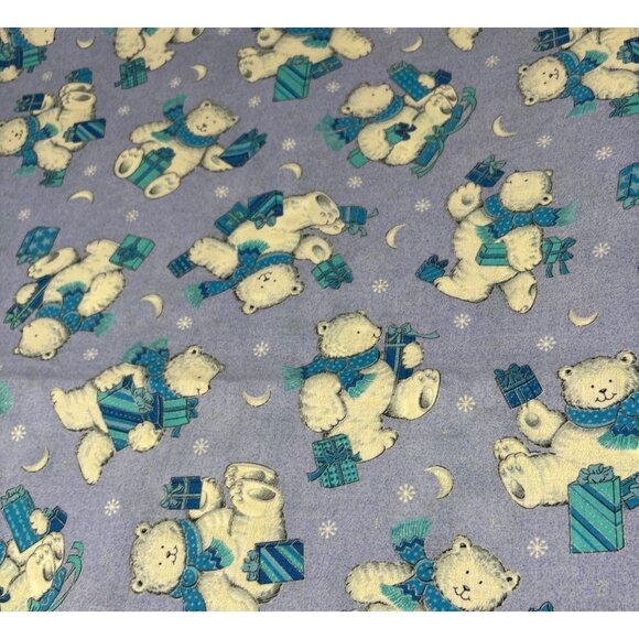 Polar Bear Cotton Fabric Cranton Holiday Print 1/2 yard x 44" Blue Snowflakes - Picture 8 of 11